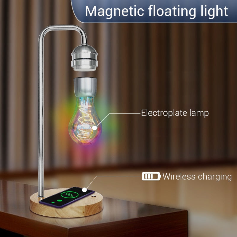 Magnetic Levitation Lamp  Floating Bulb Light Wireless Charger for Phone